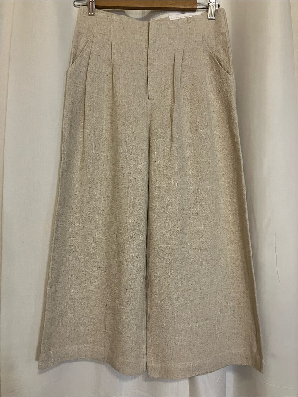 Soft Surroundings Beige Wide-Leg Pleated Trousers